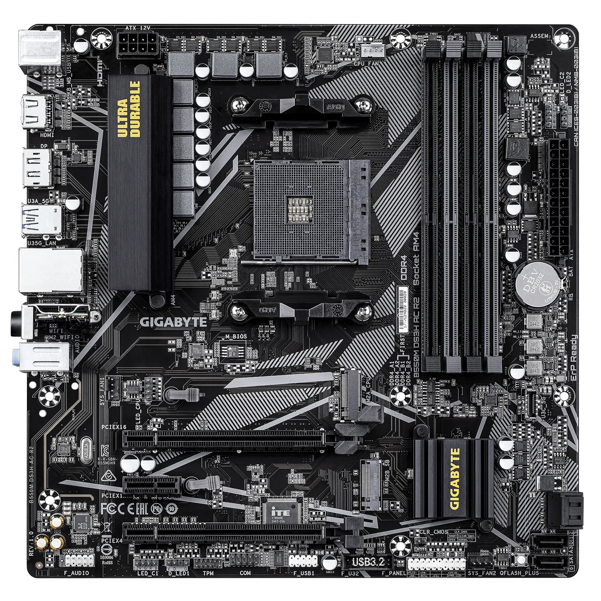 Gigabyte Motherboard B550M DS3H AC R2 DDR4 For AMD view 2